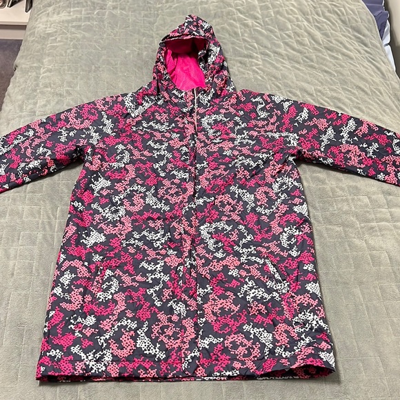 Columbia Hooded Jacket, Windbreaker, Rain, Pink, Gray, Lightweight, Size XL - Picture 2 of 10